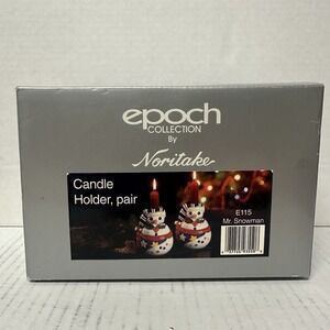 Vintage Christmas SNOWMAN CANDLE HOLDERS centerpiece Decor NORITAKE Epoch